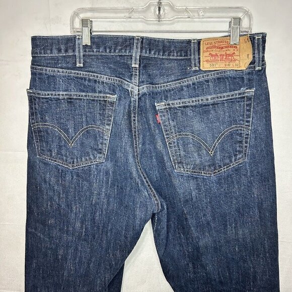 Levis 501 Jeans Regular Button Fly Straight Leg Denim Tag: 40x32 Actual: 38x30 - Picture 9 of 13